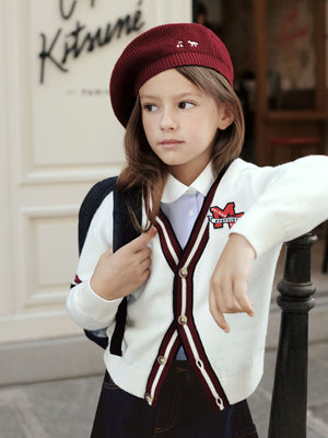 Bonpoint x Maison Kitsuné Cardigan Mateo mit V-Ausschnitt aus Bio-Baumwolle und Kaschmir