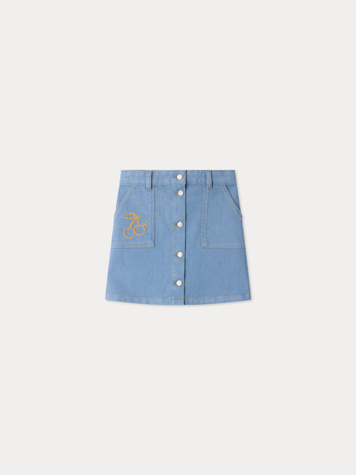 Dexie bestickter Jeansrock aus Bio-Baumwolle