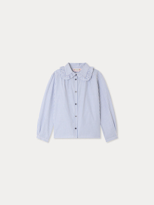 Blouse Mayles à rayures et col volanté