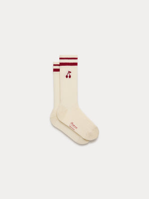 Manea milchweiße Socken mit Kirsche