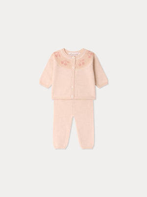 Ensemble Jenny col rond jacquard cerise