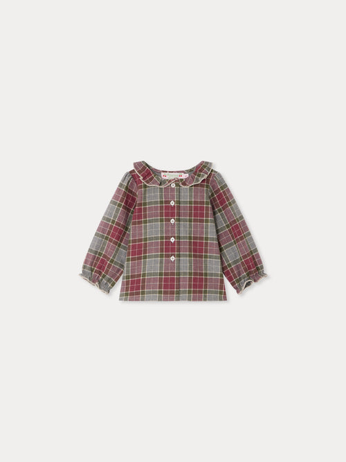 Blouse bébé Jojoba à col brodé main et carreaux multicolores