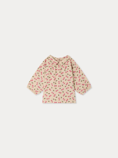 Blouse bébé Spitz imprimée cerises en coton biologique