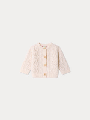 Cardigan bébé Mionna à torsades en laine