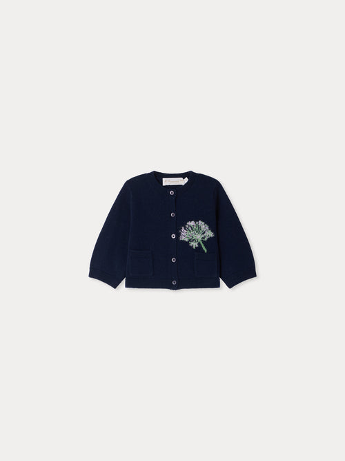 Bonpoint x MoMA cardigan baby Mibou con fiore a intarsio