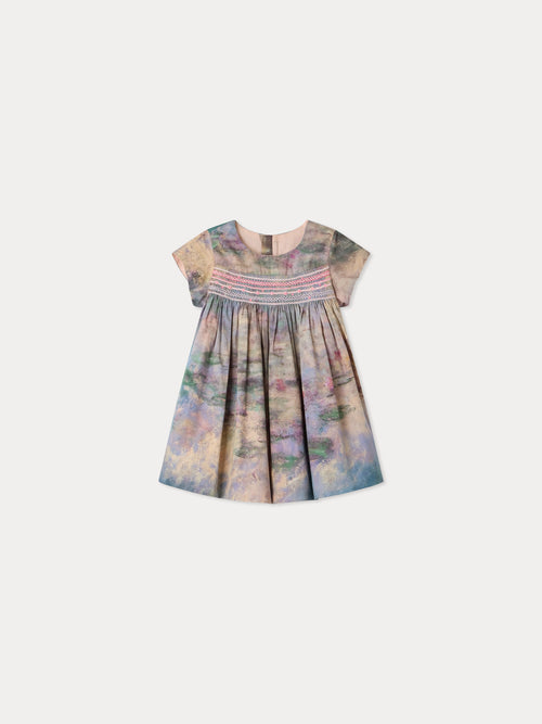 Bonpoint x MoMA robe bébé Maruska smockée et brodée main en coton biologique