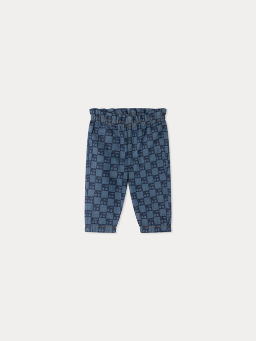 Pantalon bébé Luciole à motifs damier cerise en coton biologique