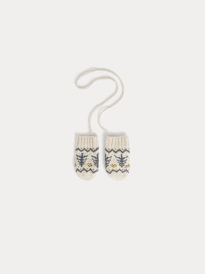 Moufles bébé Thuri motifs jacquard à cordon