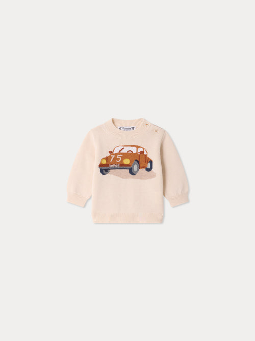 Pull bébé Almire voiture brodée main