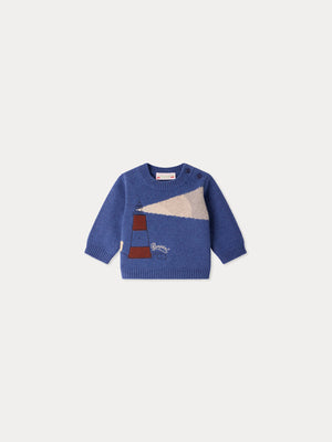 Pull bébé Almire phare brodé en laine
