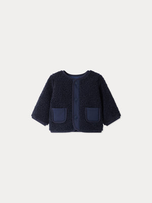 Manteau bébé Melice marine en polaire réversible