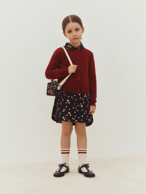 Cardigan Manon bordeaux à cerises en cachemire