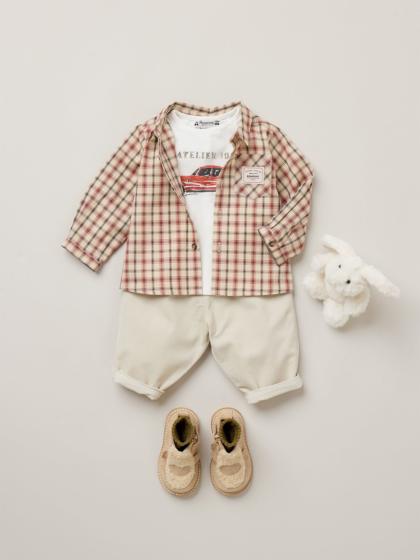 Pantalon bébé Dandy beige en coton biologique