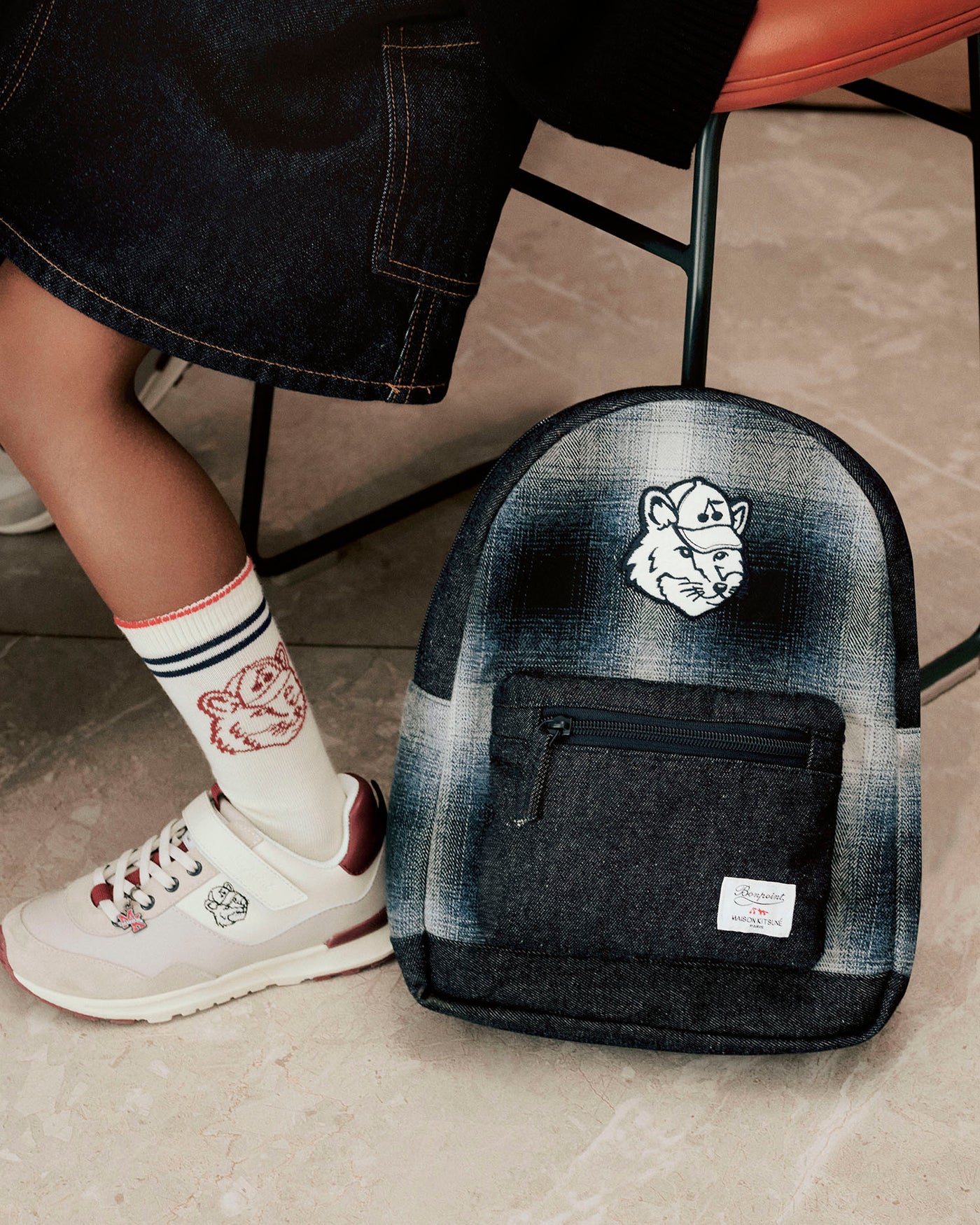 Bonpoint x Maison Kitsuné sac Gania en denim
