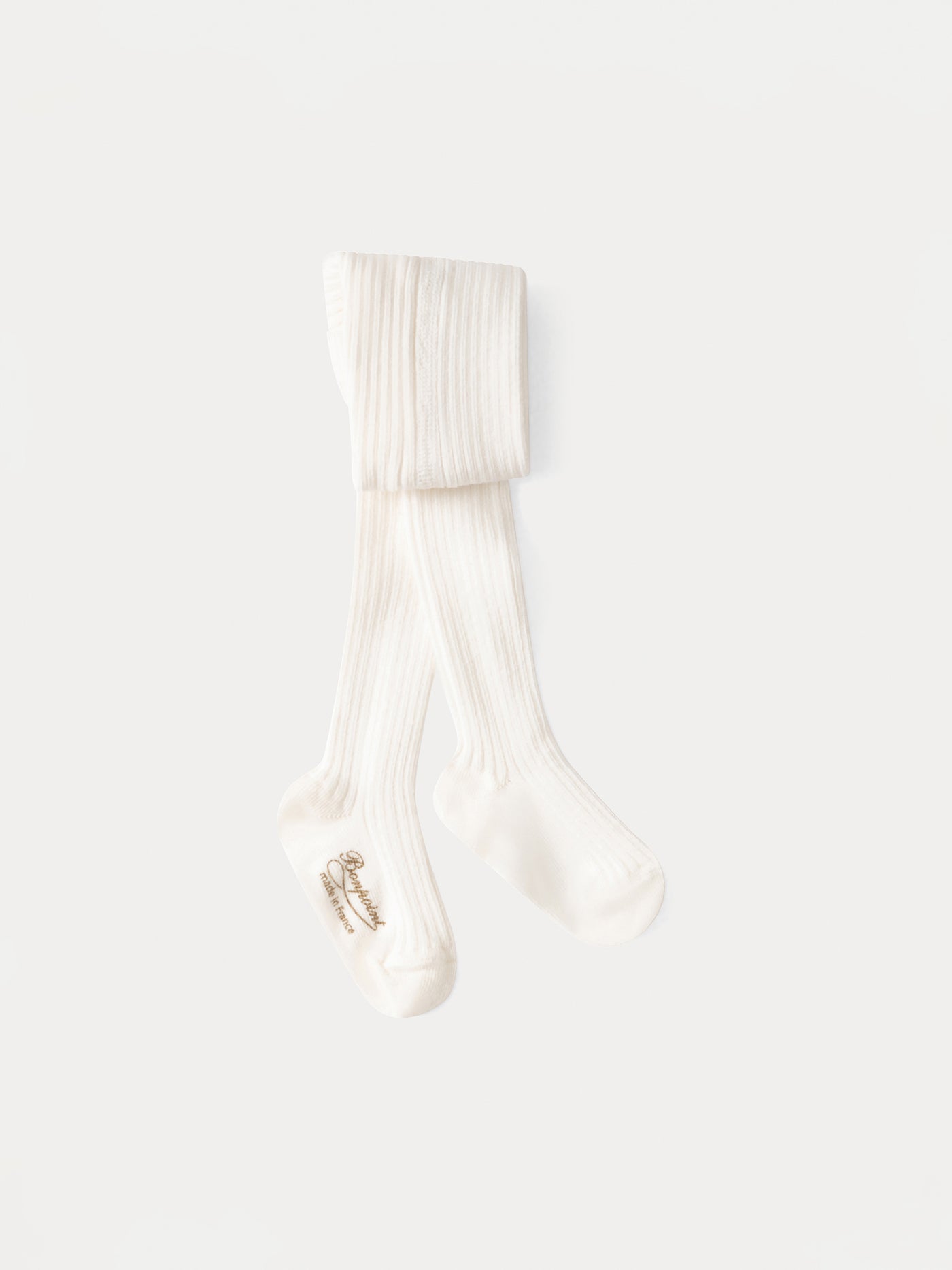 Collants à côtes bébé en coton blanc lait