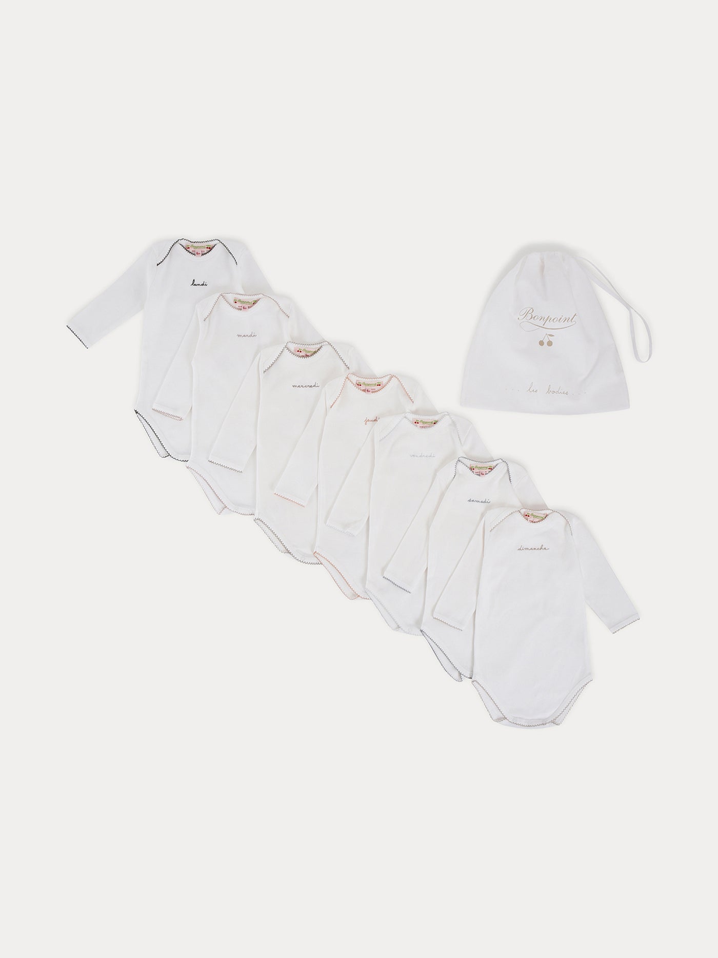 Valise signature et semainier de bodies manches longues