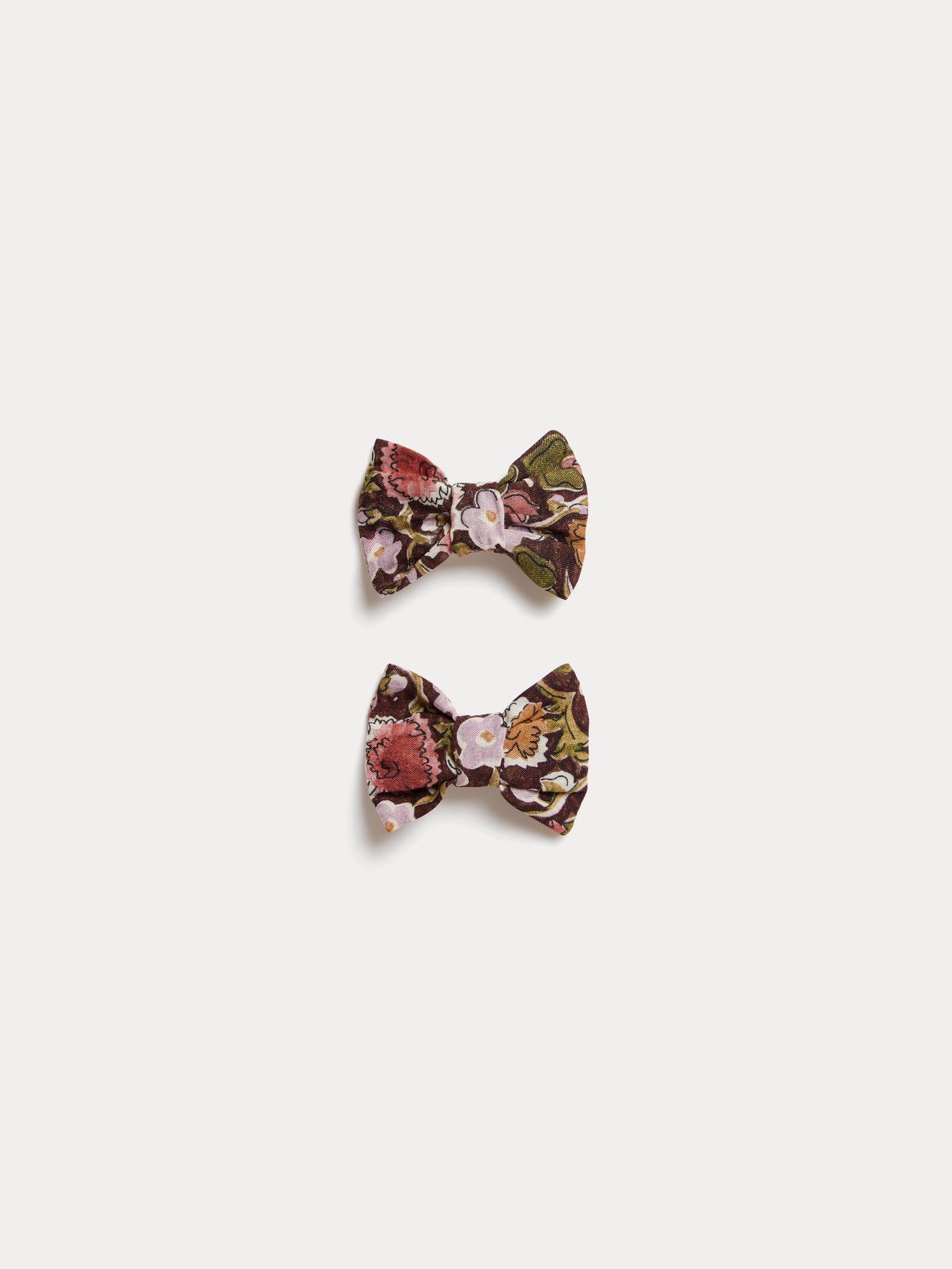 Barrettes Miniclic en tissu Liberty aubergine en coton biologique