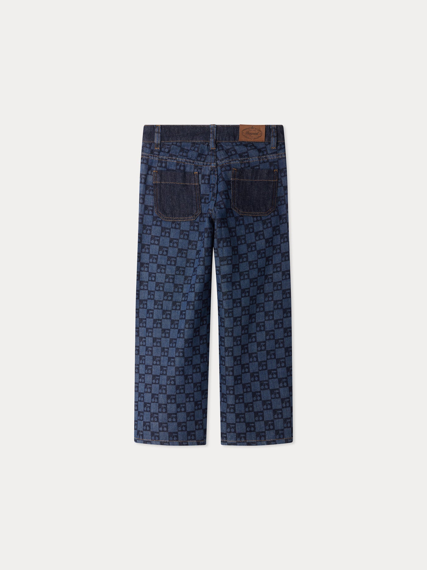 Pantalon denim Minalie imprimé damier cerises en coton biologique