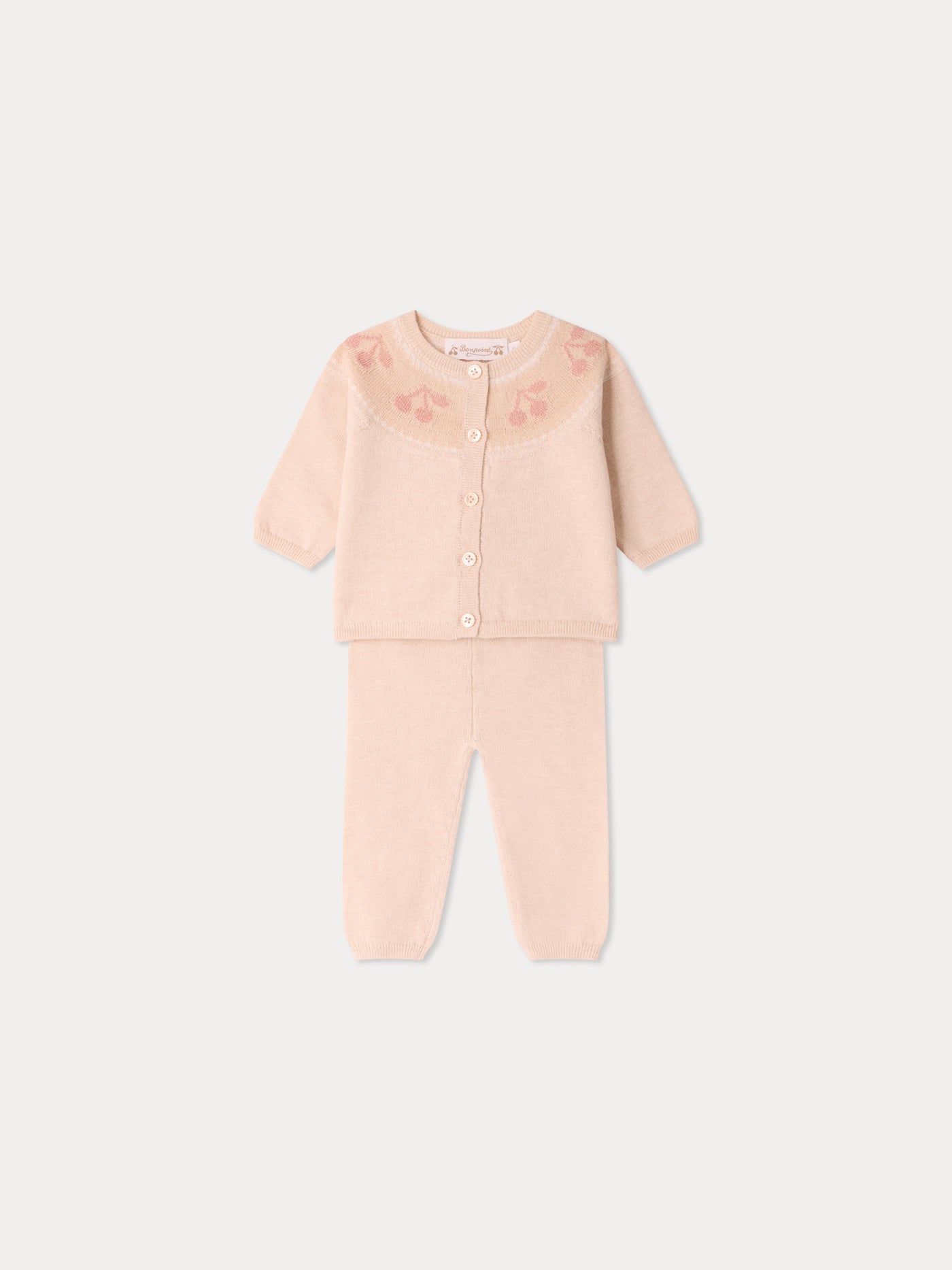 Set Jenny mit Rundhalskragen und Kirsch-Jacquard