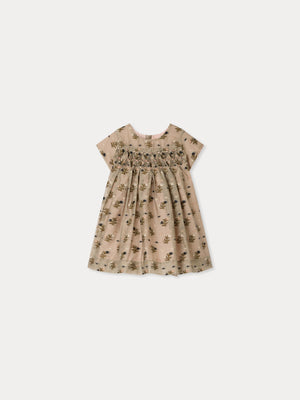 Robe bébé Maruska smockée et brodée main en jacquard