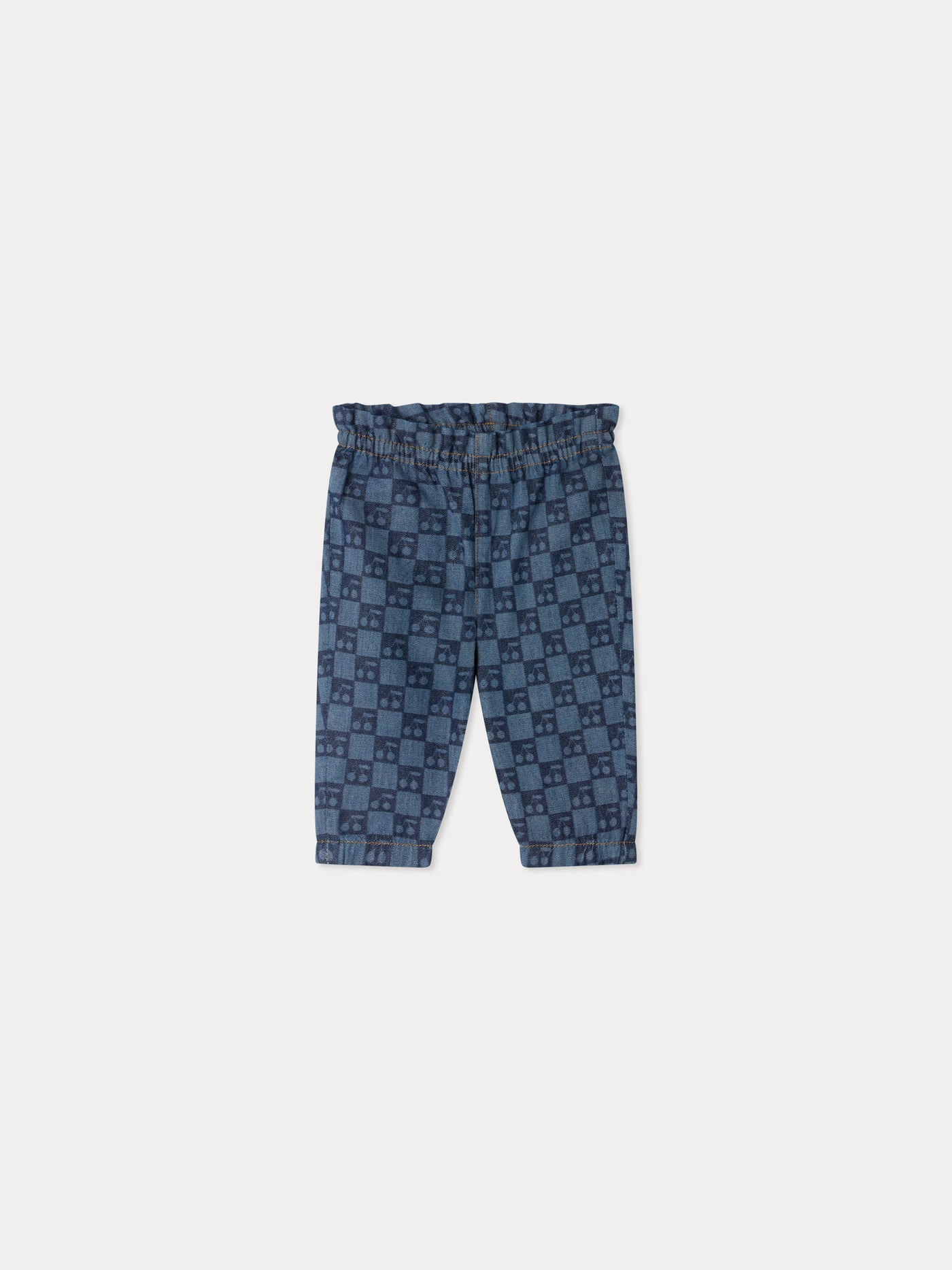 Pantalon bébé Luciole à motifs damier cerise en coton biologique