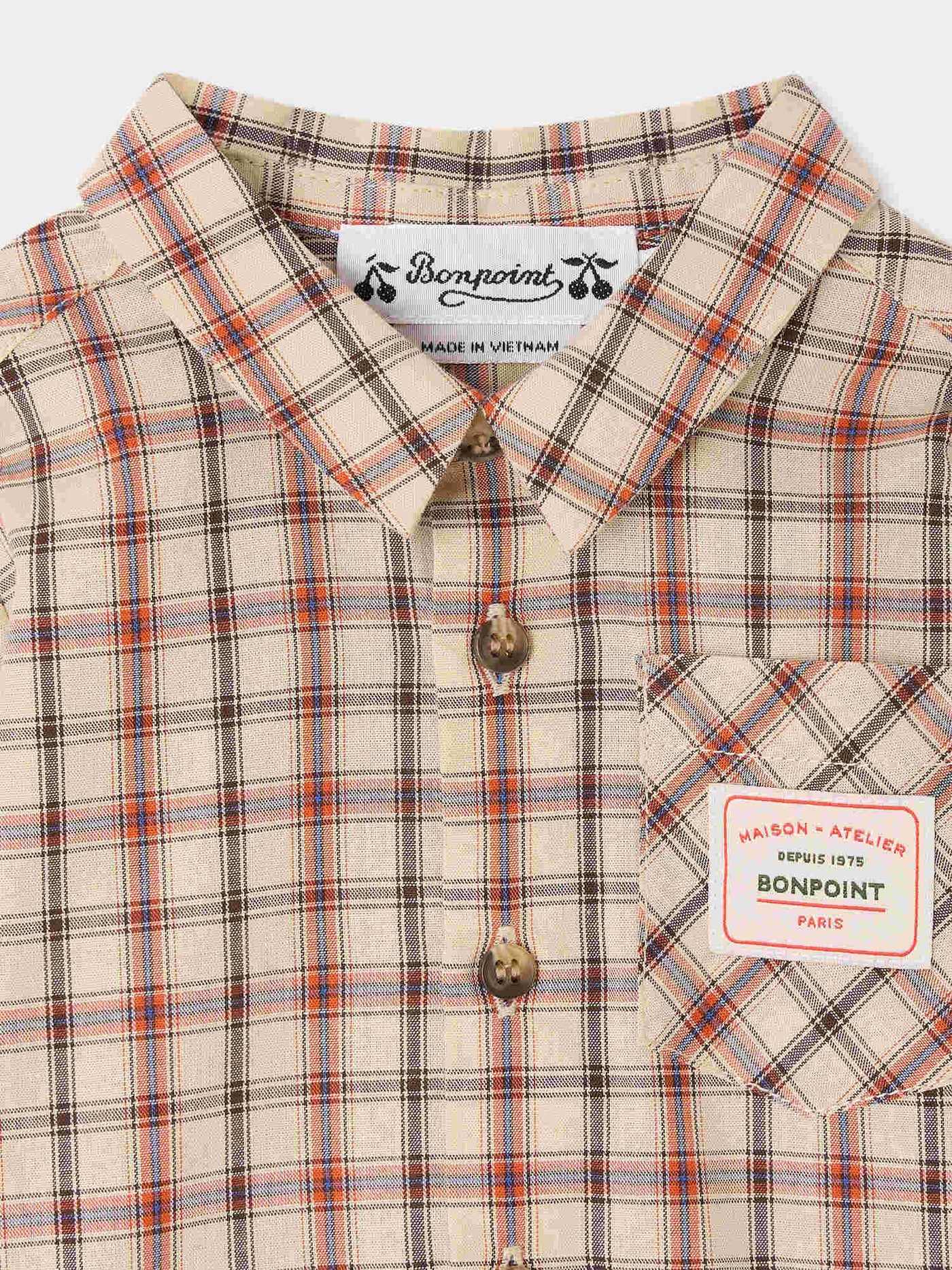 Chemise bébé Gillo à carreaux en coton biologique